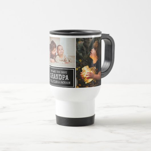 祖父母の日グランドパブラック3フォトコラージュ トラベルマグ (正面右)