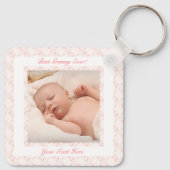 祖父母の日ピンクの最高のおばあちゃん今までの写真ギフト キーホルダー (裏面)
