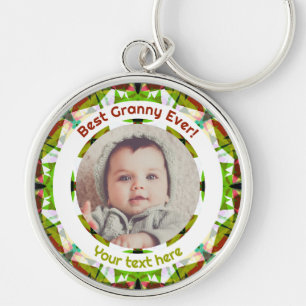 祖父母の日Green 最高の Granny Ever写真ギフト キーホルダー