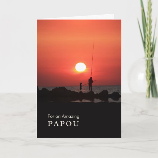 祖父母の日Papou, Sunset Cardの魚釣り カード (正面)