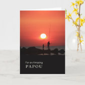 祖父母の日Papou, Sunset Cardの魚釣り カード (黄色い花)