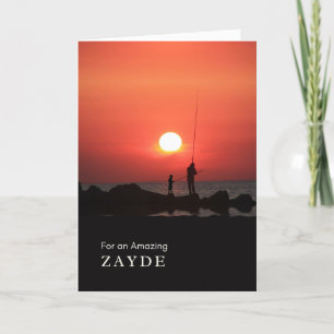 祖父母の日Zayde魚釣りアットサンセットカード カード