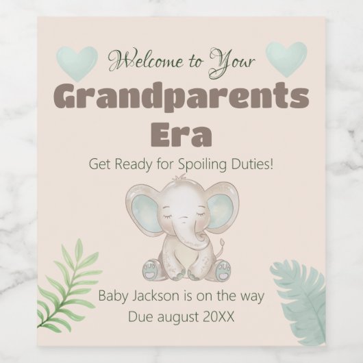 祖父母の時代の妊娠がワインラベルセットを明らかにする ワインラベル (シングルラベル)