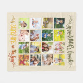 祖父母の書道の詩と16写真 フリースブランケット (正面(横))