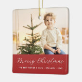 祖父母の書道メリークリスマスフォト セラミックオーナメント (左)