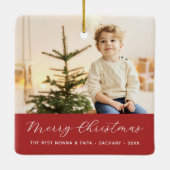 祖父母の書道メリークリスマスフォト セラミックオーナメント (裏面)