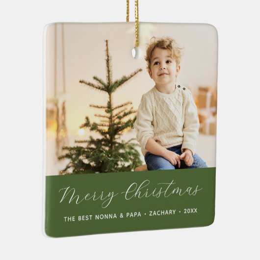 祖父母の書道楽しいクリスマス写真 セラミックオーナメント (右)