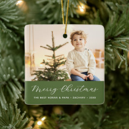 祖父母の書道楽しいクリスマス写真 セラミックオーナメント