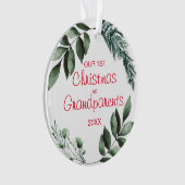 祖父母の植物写真として私たちの最初のクリスマス オーナメント (正面)