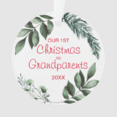 祖父母の植物写真として私たちの最初のクリスマス オーナメント (正面)