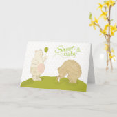 祖父母の甘いベビーおめでとう，クマ， Pe カード (黄色い花)