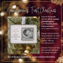 祖父母の第1回のパーソナライズされたクリスマス写真名 シルバープレートフレームオーナメント