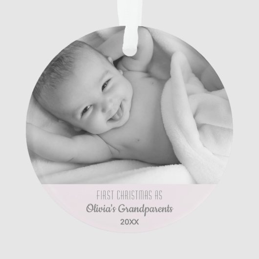 祖父母の第1回のパーソナライズされたクリスマス名写真 オーナメント (裏面)