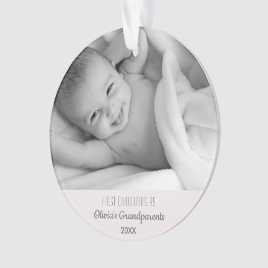 祖父母の第1回のパーソナライズされたクリスマス名写真 オーナメント (正面)