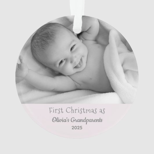 祖父母の第1回のパーソナライズされたクリスマス名写真 オーナメント (裏面)