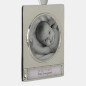 祖父母の第1回のパーソナライズされたクリスマス名写真 シルバープレートバナーオーナメント (右)