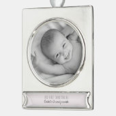 祖父母の第1回のパーソナライズされたクリスマス名写真 シルバープレートバナーオーナメント (左)