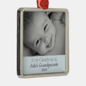 祖父母の第1回のパーソナライズされたクリスマス名写真 メタルオーナメント (右)