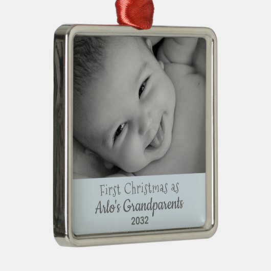 祖父母の第1回のパーソナライズされたクリスマス名写真 メタルオーナメント (右)