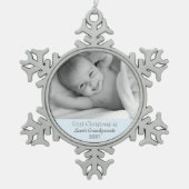 祖父母の第1回クリスマスパーソナライズされた写真 スノーフレークピューターオーナメント (正面)