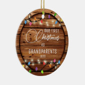 祖父母の第1回クリスマスライト素朴フォト セラミックオーナメント (右)