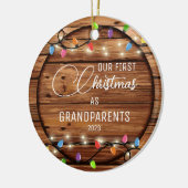 祖父母の第1回クリスマスライト素朴フォト セラミックオーナメント (左)