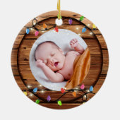 祖父母の第1回クリスマスライト素朴フォト セラミックオーナメント (裏面)