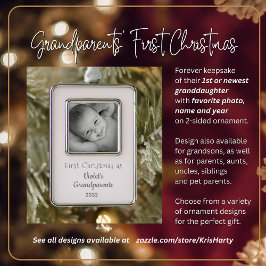 祖父母の第1回パーソナライズされたクリスマス年 シルバープレートフレームオーナメント