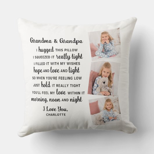 祖父母の詩カスタムおばあちゃん祖父3枚の写真 クッション