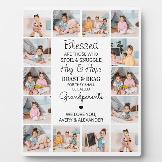 祖父母の詩14パーソナライズされたフォトコラージュ フォトプラーク (正面)