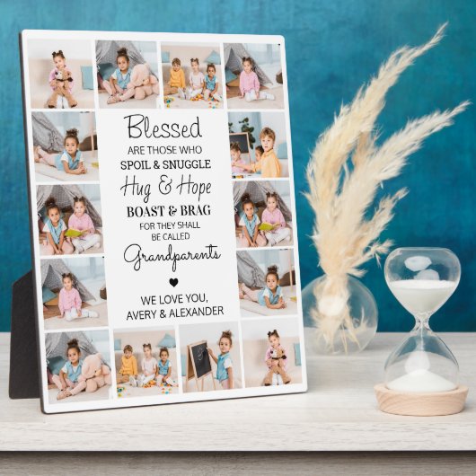 祖父母の詩14パーソナライズされたフォトコラージュ フォトプラーク (側面)