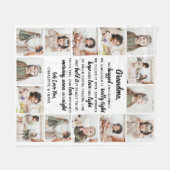 祖父母の詩14フォトコラージュおばあちゃん フリースブランケット (正面(横))