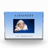 祖父母の赤ちゃんブルー写真第1の孫の男の子 フォトブロック (正面)