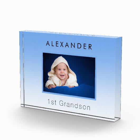 祖父母の赤ちゃんブルー写真第1の孫の男の子 フォトブロック (右)