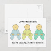 祖父母の3連子おめでとう ポストカード (正面/裏面)