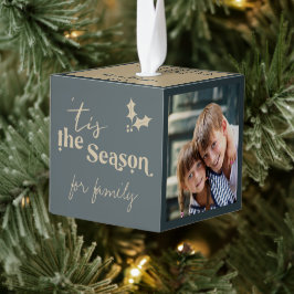 祖父母は今年は…3枚の写真 キューブオーナメント