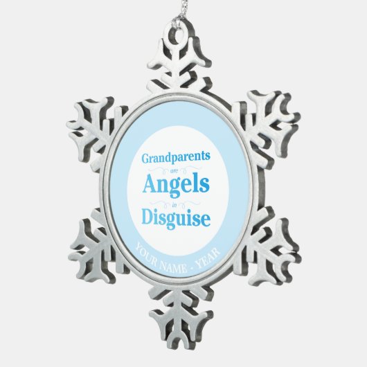 祖父母は変装の天使です スノーフレークピューターオーナメント (右)