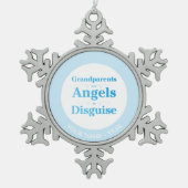 祖父母は変装の天使です スノーフレークピューターオーナメント (正面)