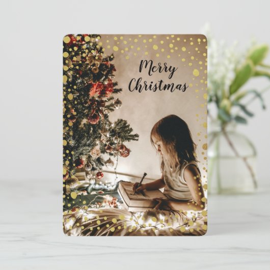 祖父母へのクリスマスプレゼントに写真を加える シーズンカード (スタンド正面)