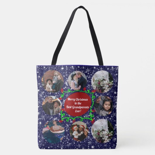 祖父母へのメリー最高のスクリスマス、8枚の写真 トートバッグ (正面)