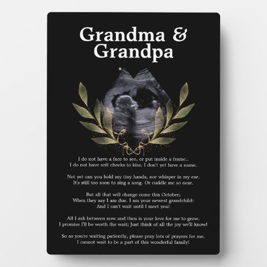 祖父母への孫の発表 フォトプラーク (正面)
