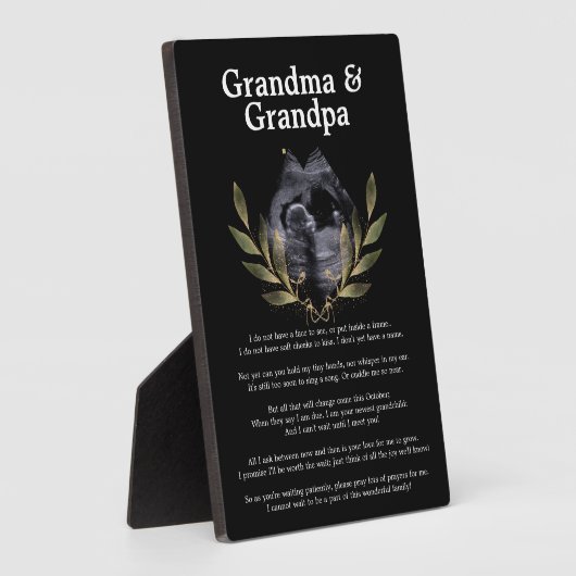 祖父母への孫の発表 フォトプラーク (側面)