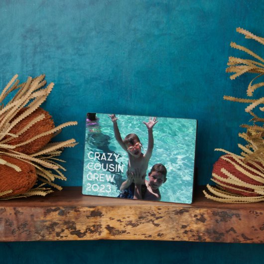 祖父母への従姉妹の旅家族の写真 フォトプラーク (側面)