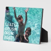 祖父母への従姉妹の旅家族の写真 フォトプラーク (側面)