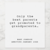 祖父母への昇格ベビー告知ラベル ワインラベル (シングルラベル)