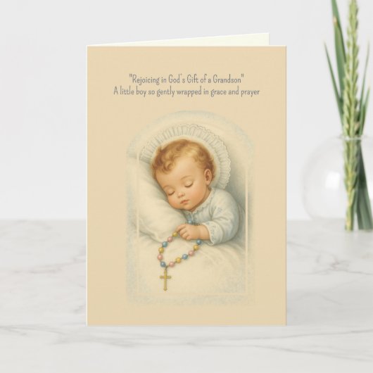 祖父母を祝うカトリックの孫 カード (正面)