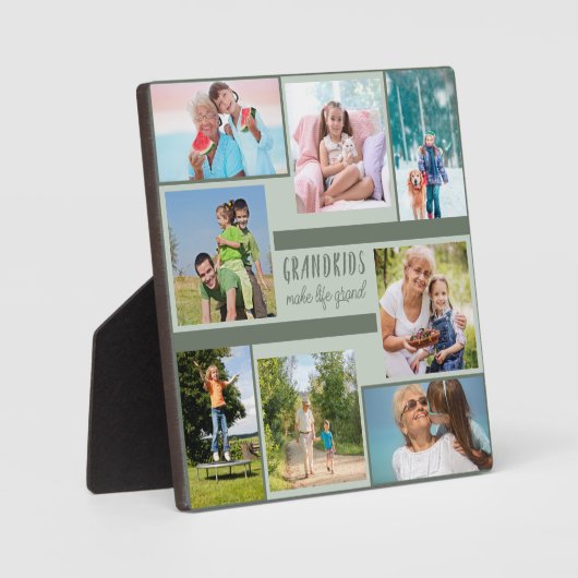 祖父母カスタム広場の写真コラージュ フォトプラーク (正面)