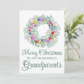 祖父母カラフルクリスマスリース シーズンカード (スタンド正面)