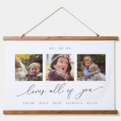 祖父母ギフト私たち全員があなたを愛する写真 吊り下げ型タペストリー (正面)