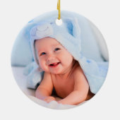 祖父母クリスマスブルートラックフォトバック セラミックオーナメント (裏面)